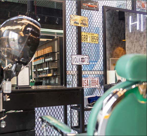 A single barber chair station, Project Hairway Dubai