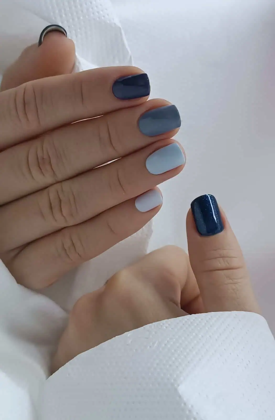 Playful blue ombré manicure