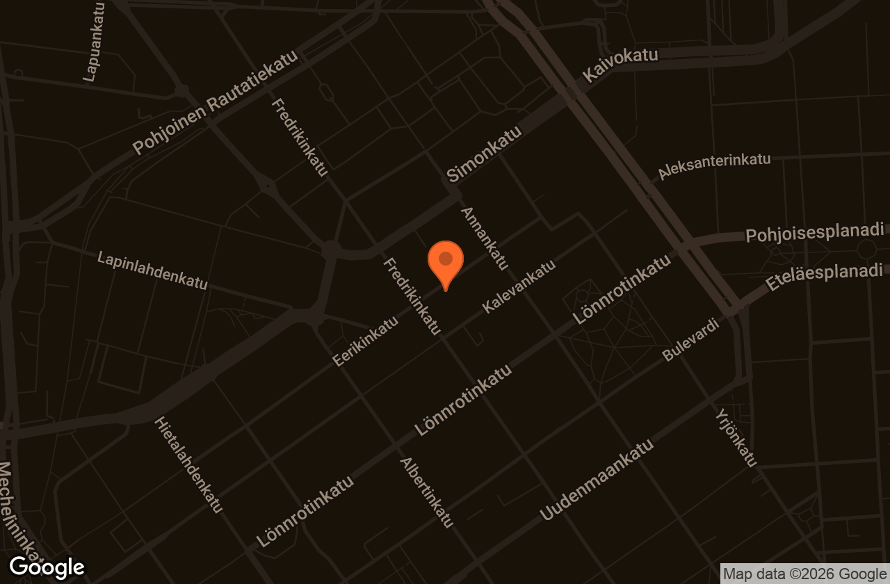 Map showing Nabi Korean BBQ on Eerikinkatu, near Kamppi, Helsinki