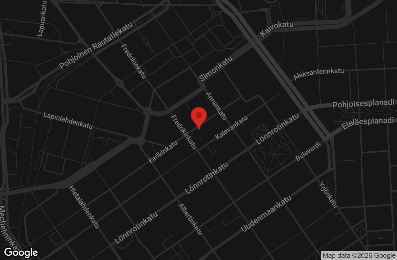 Map showing Nabi Korean BBQ on Eerikinkatu, Helsinki